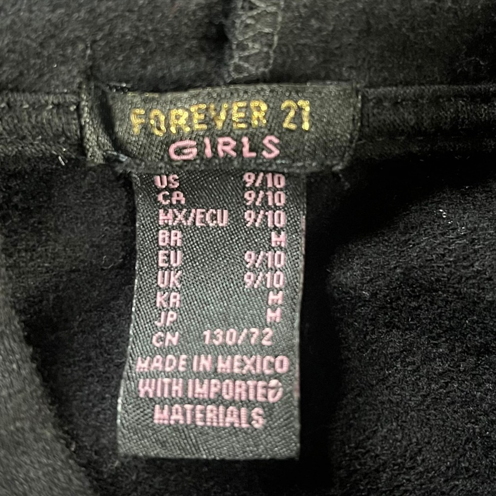 Forever 21 Tulle Hem Hoodie Girls Size 9/10 Black Peplum Pullover Balletcore - Picture 3 of 14